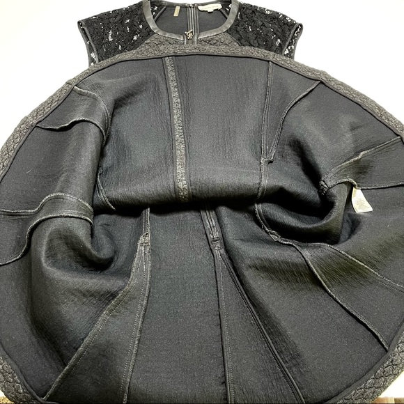 Rebecca Taylor Fit & Flare Quilted Lace Gray Black Dress Size 8 - Picture 11 of 13